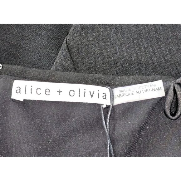 NWT Alice + Olivia Women's Black Dash Cold-Shoulder Flounce Dress Sz 4 1939 - Picture 8 of 15